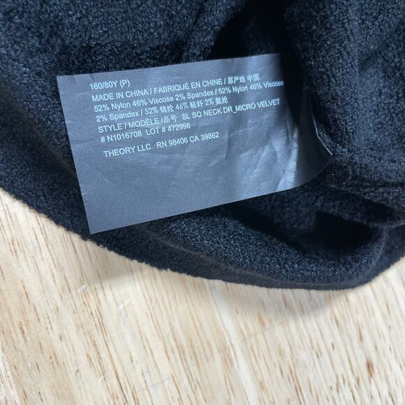 Theory NWT Micro Velvet Sleeveless Mini Dress Black Size P / XS Sheath V-Neck - Picture 11 of 12